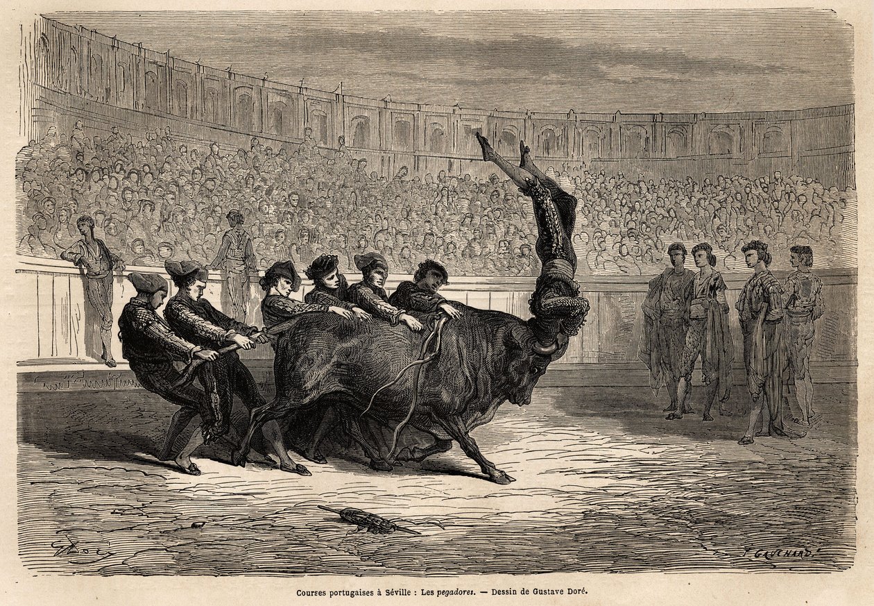 En tyrefektingsscene, Pegatores i Sevilla av Gustave Dore
