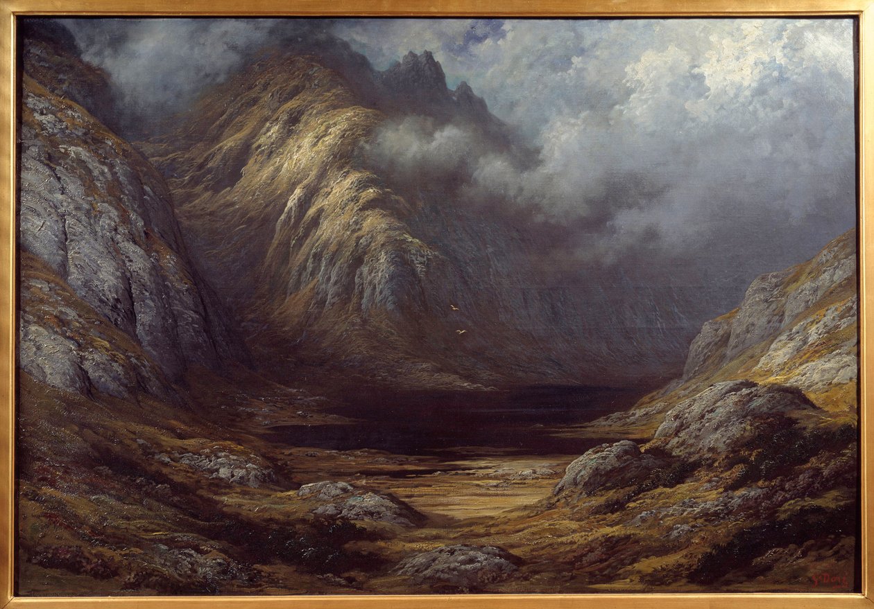En innsjø i Skottland etter stormen. Maleri av Gustave Dore (1832-1883) av Gustave Dore