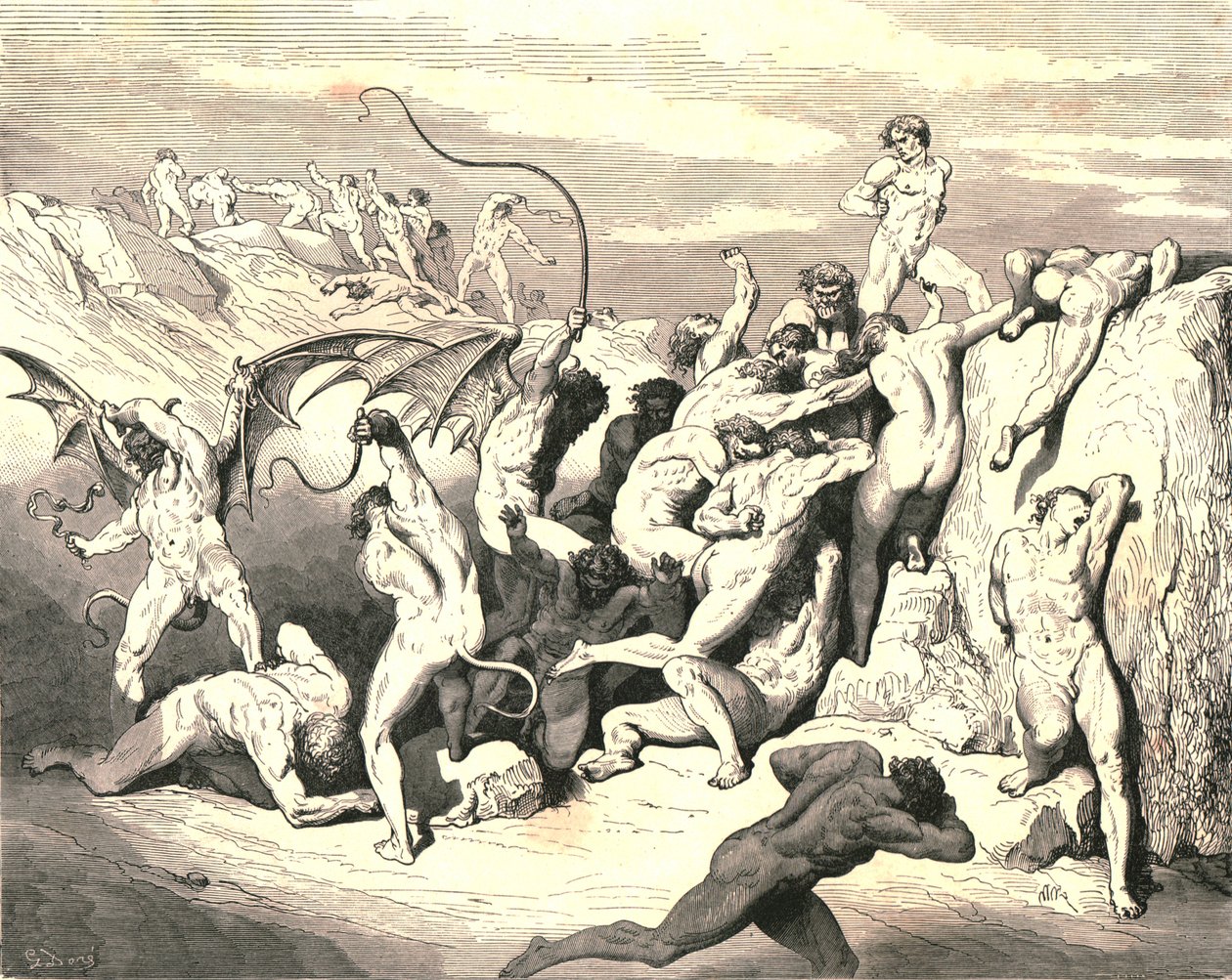 Ah! Hvordan de gjorde dem bundet ved den første stripen!, c1890. av Gustave Dore