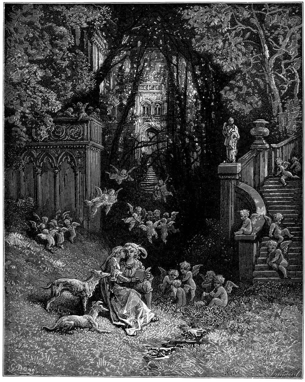 Alcina og Ruggiero som glade elskere, av Gustave Dore