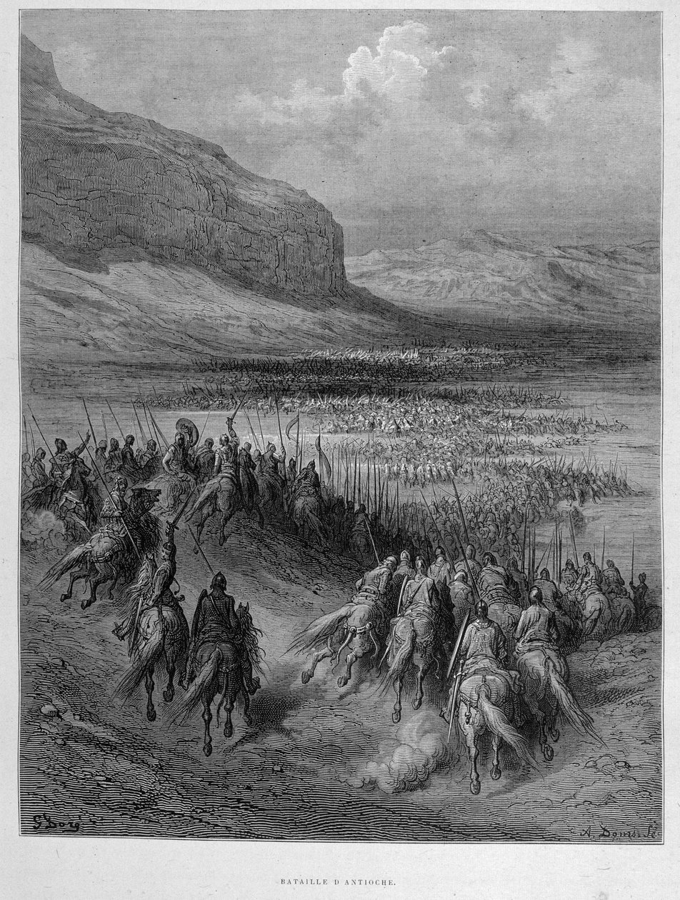 Slaget ved Antiokia under det første korstoget av Gustave Doré av Gustave Dore