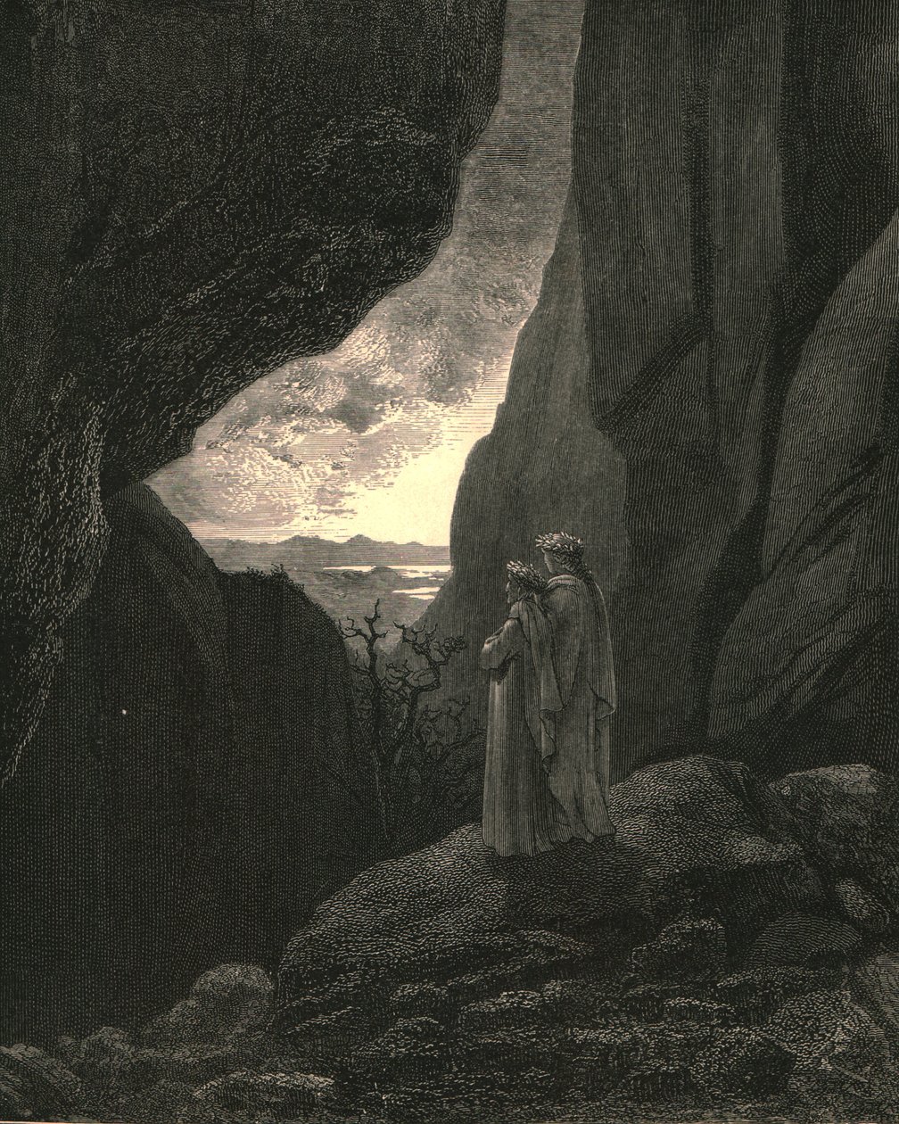 På den skjulte måten gikk guiden min og jeg inn, for å returnere til den rettferdige verden, c1890. av Gustave Dore