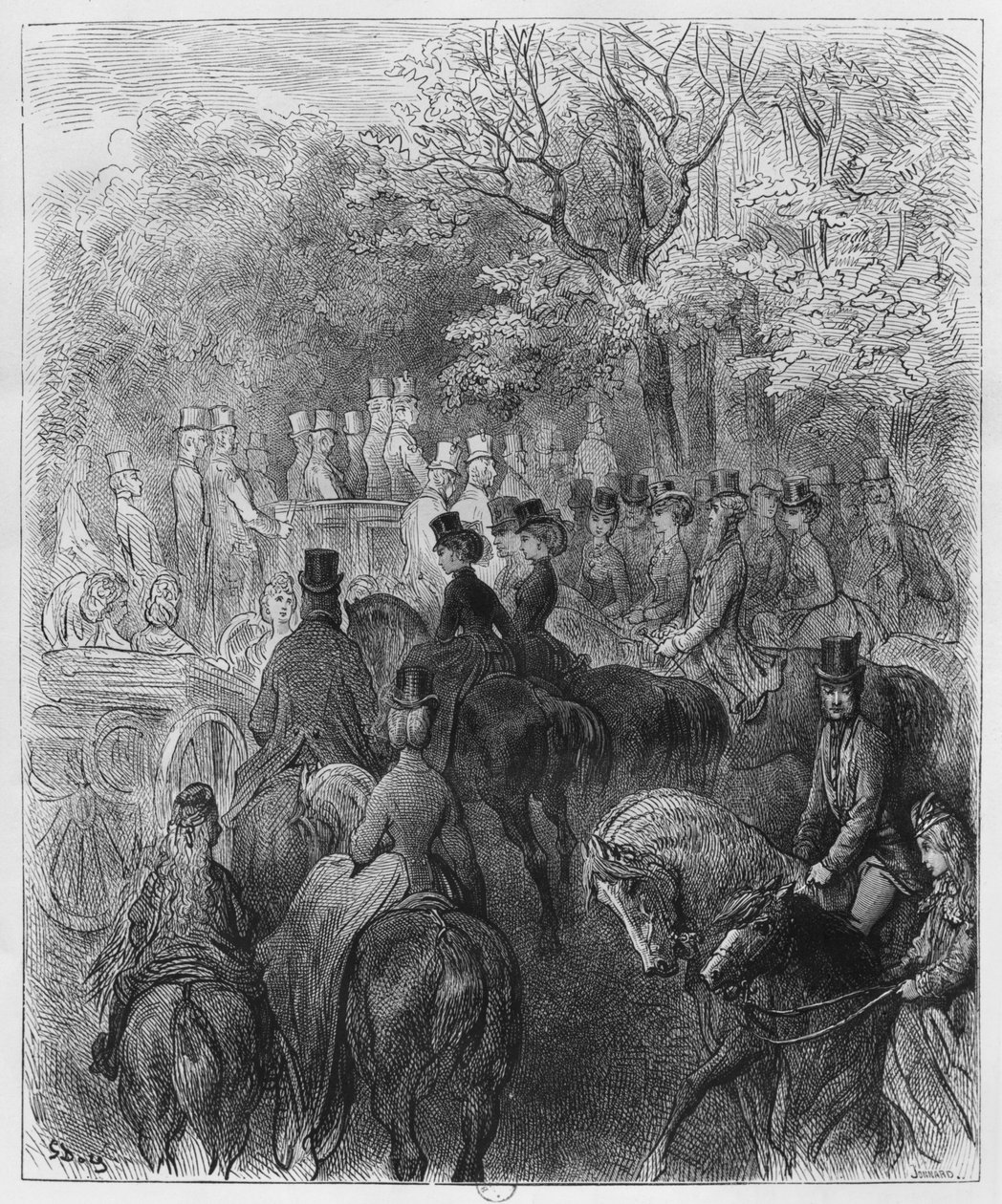 Vogner og ryttere ved Hyde Park, illustrasjon fra 