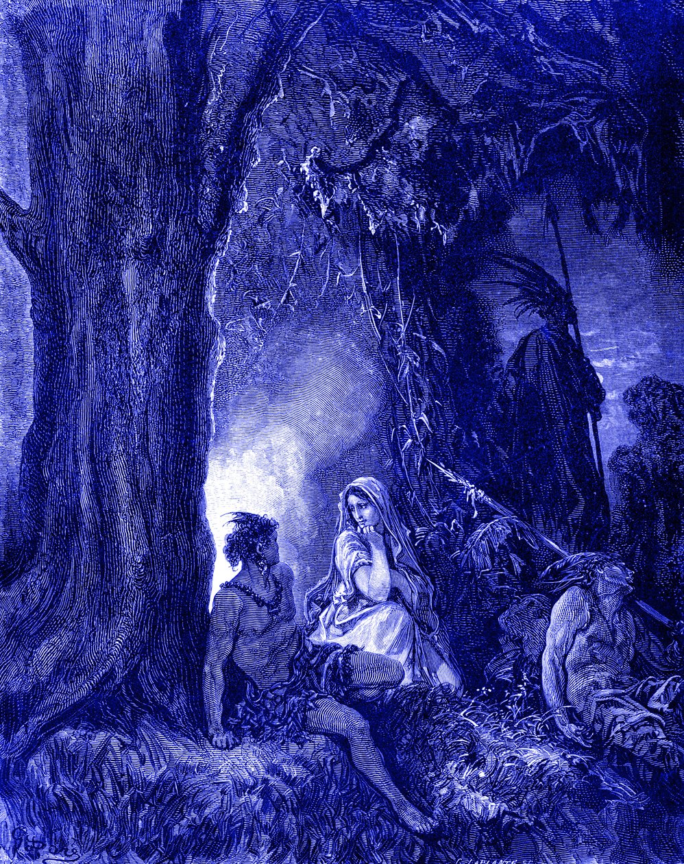 Chactas and Atala, engraving by Doré. av Gustave Dore