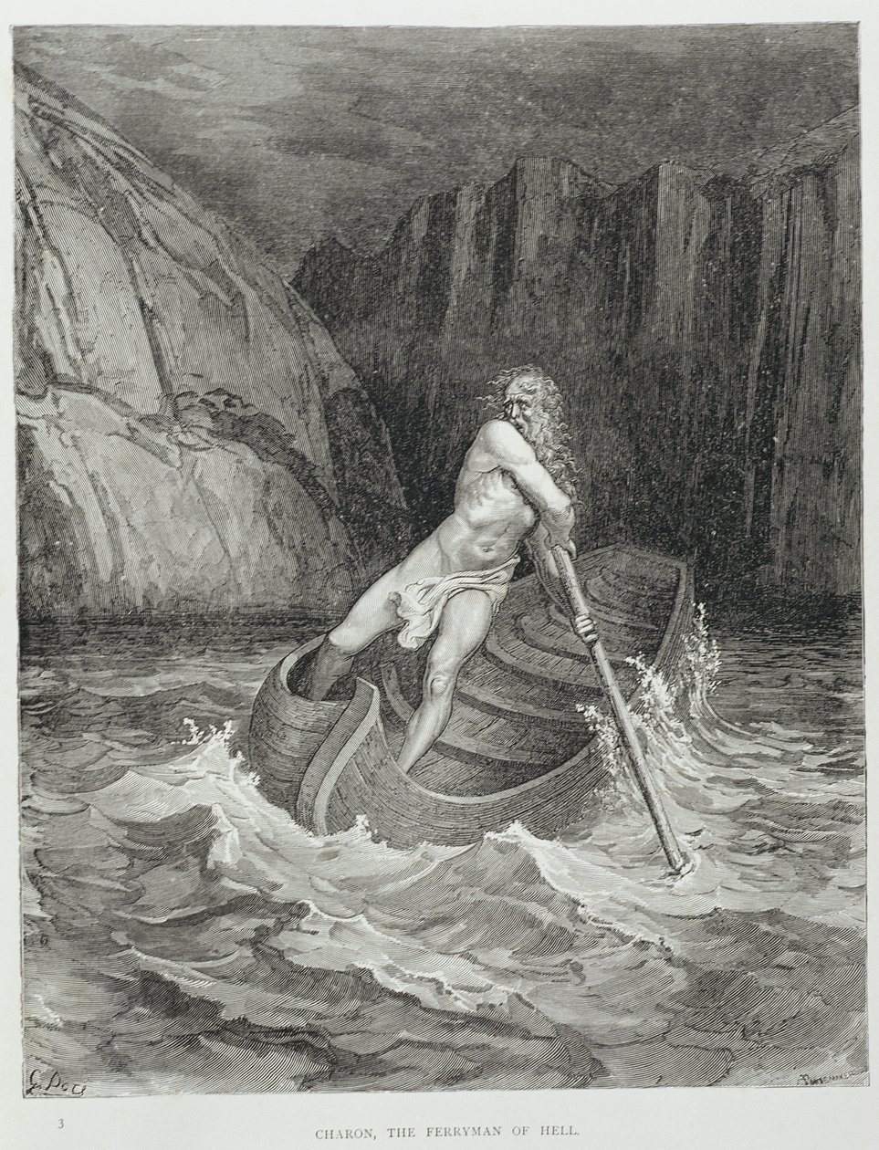 Charon, the Ferryman of Hell, fra The Divine Comedy (Inferno) av Dante Alighieri (1265-1321) gravert av Stephane Pannemaker (1847-1930) ca. 1868 av Gustave Dore