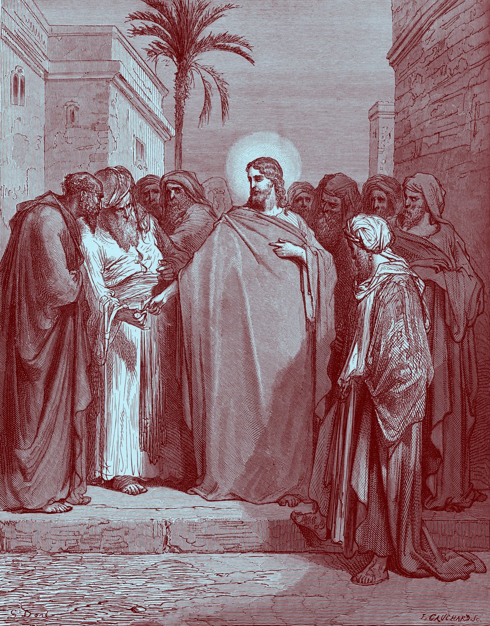 Kristus og hyllestpengene - Bibelen av Gustave Dore
