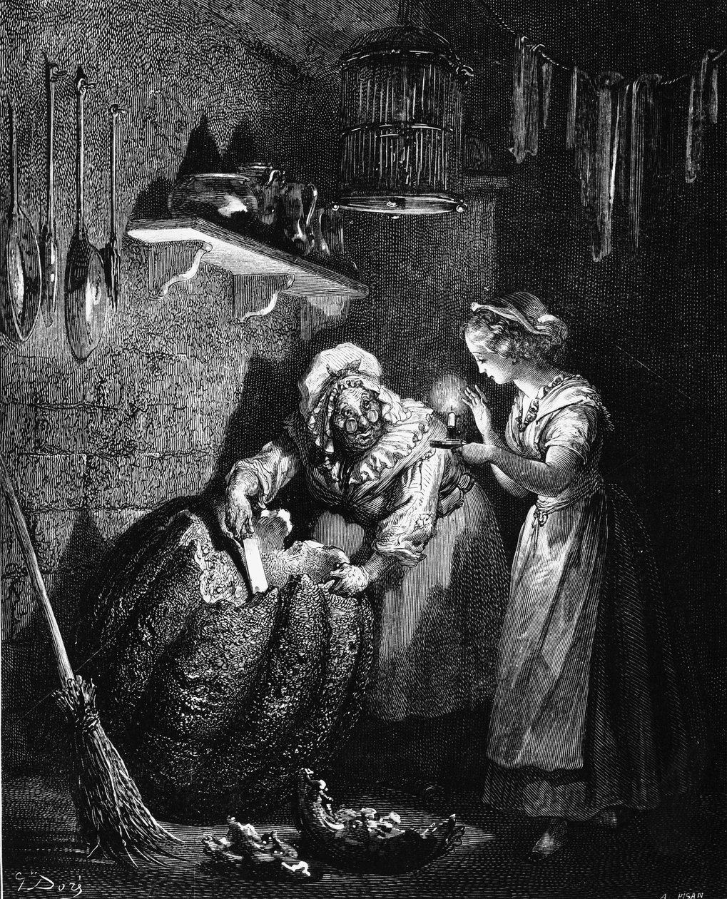 Askepott: illustrasjon av Gustave Doré - i "Les Contes" av Charles Perrault. av Gustave Dore