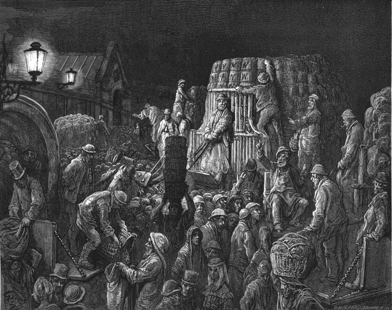'Covent Garden Market - Early Morning', 1872. av Gustave Dore