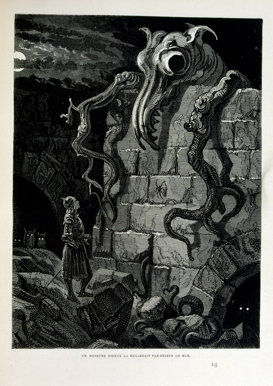 Croque-Mitaine; 1863 illustrasjon, av Gustave Dore (1832 – 1883); Fransk kunstner, grafiker, illustratør. Croque-Mitaine (The bogeyman) en ondsinnet karakter presentert for barn for å skremme dem og dermed gjøre dem klokere. av Gustave Dore