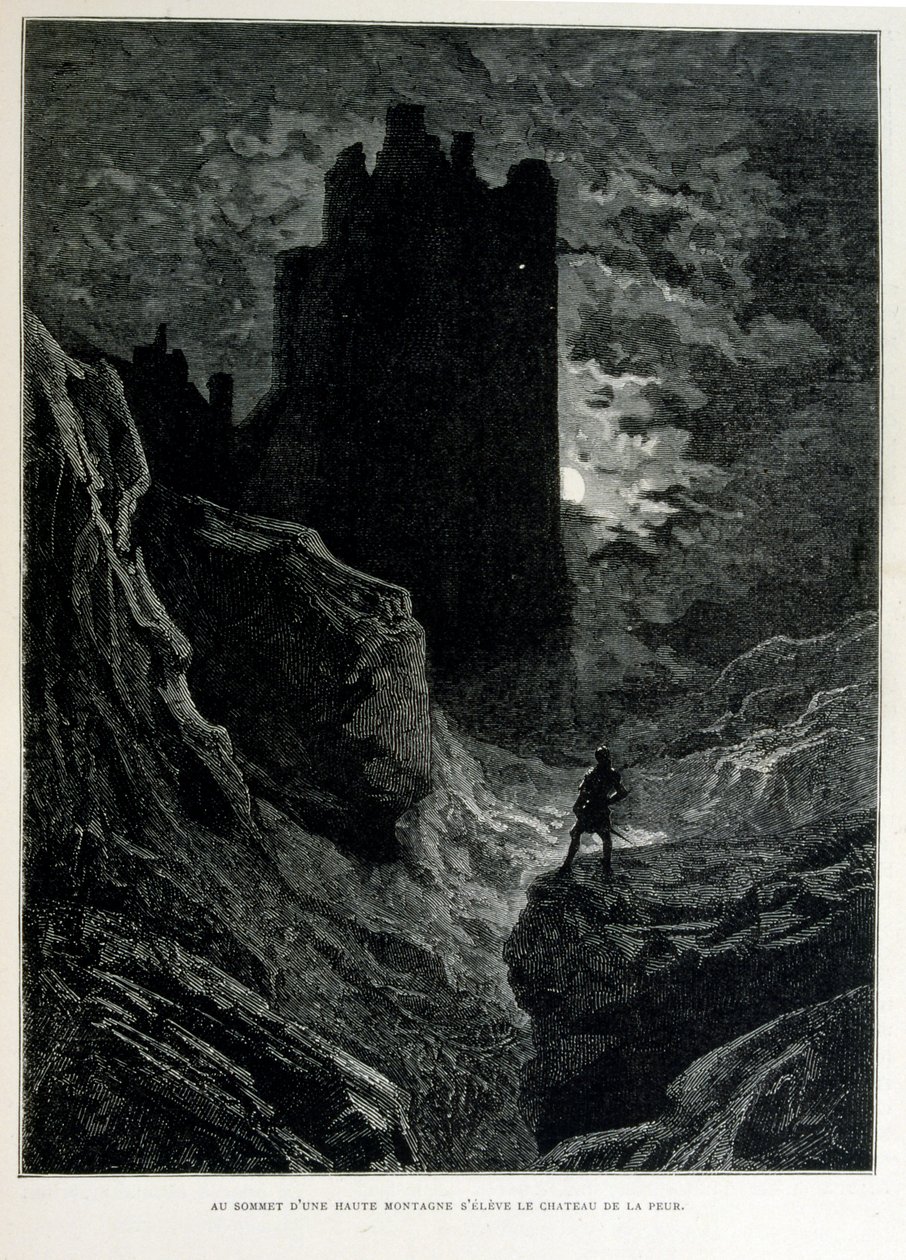 Croque-Mitaine; 1863 illustrasjon, av Gustave Dore (1832 – 1883); Fransk kunstner, grafiker, illustratør. Croque-Mitaine (The bogeyman) en ondsinnet karakter presentert for barn for å skremme dem og dermed gjøre dem klokere. av Gustave Dore