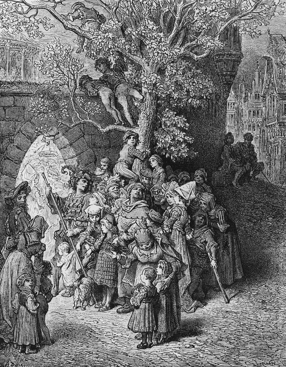 Mengde av tilskuere og tilskuere på bryllupet, scene fra 