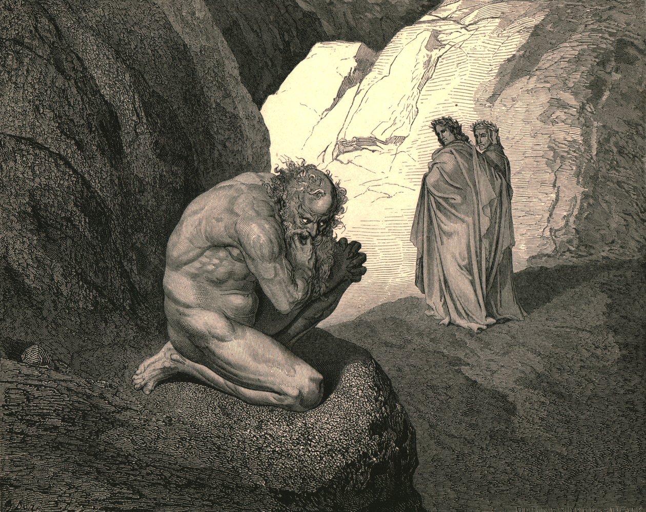 Forbannet ulv! Ditt raseri innvendig over deg selv rov, og fortær deg!, c1890. av Gustave Dore