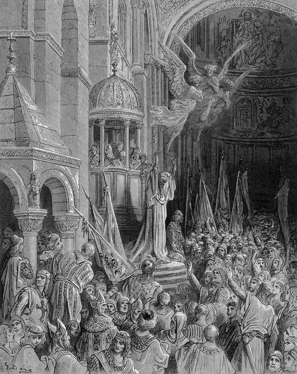 Dandolo forkynner korstoget i Markuskirken i Venezia - gravering av Gustave Doré av Gustave Dore