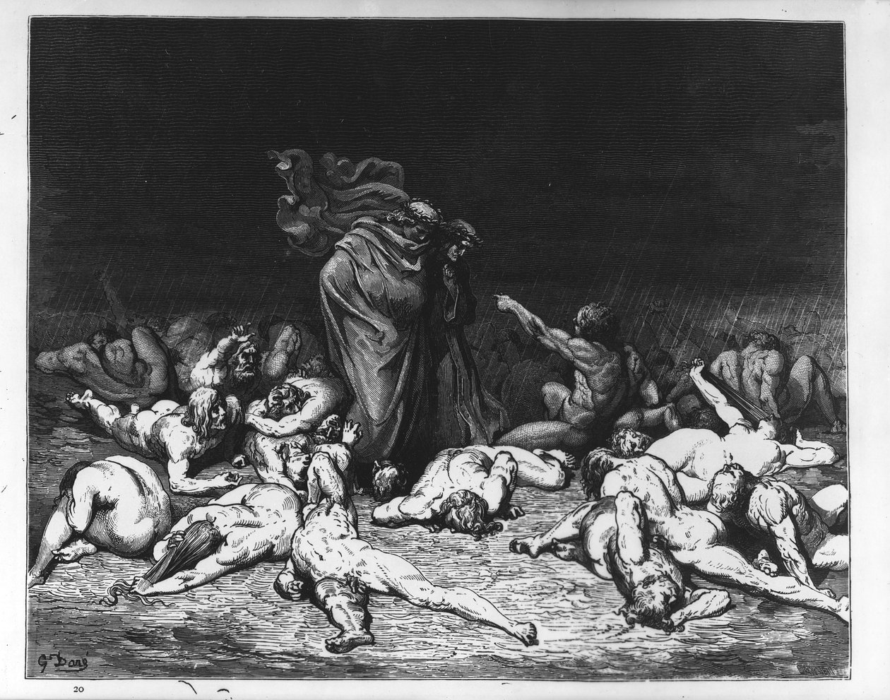 Dante og Virgil i helvete, illustrasjon fra 