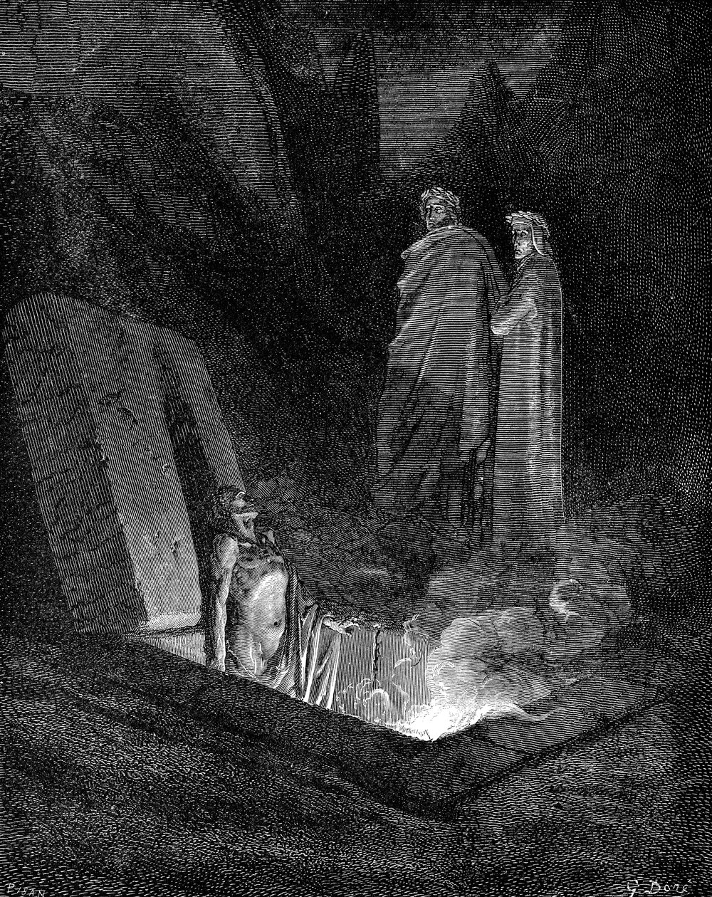 Dante og Virgil ser inn i infernoet, 1863. av Gustave Dore