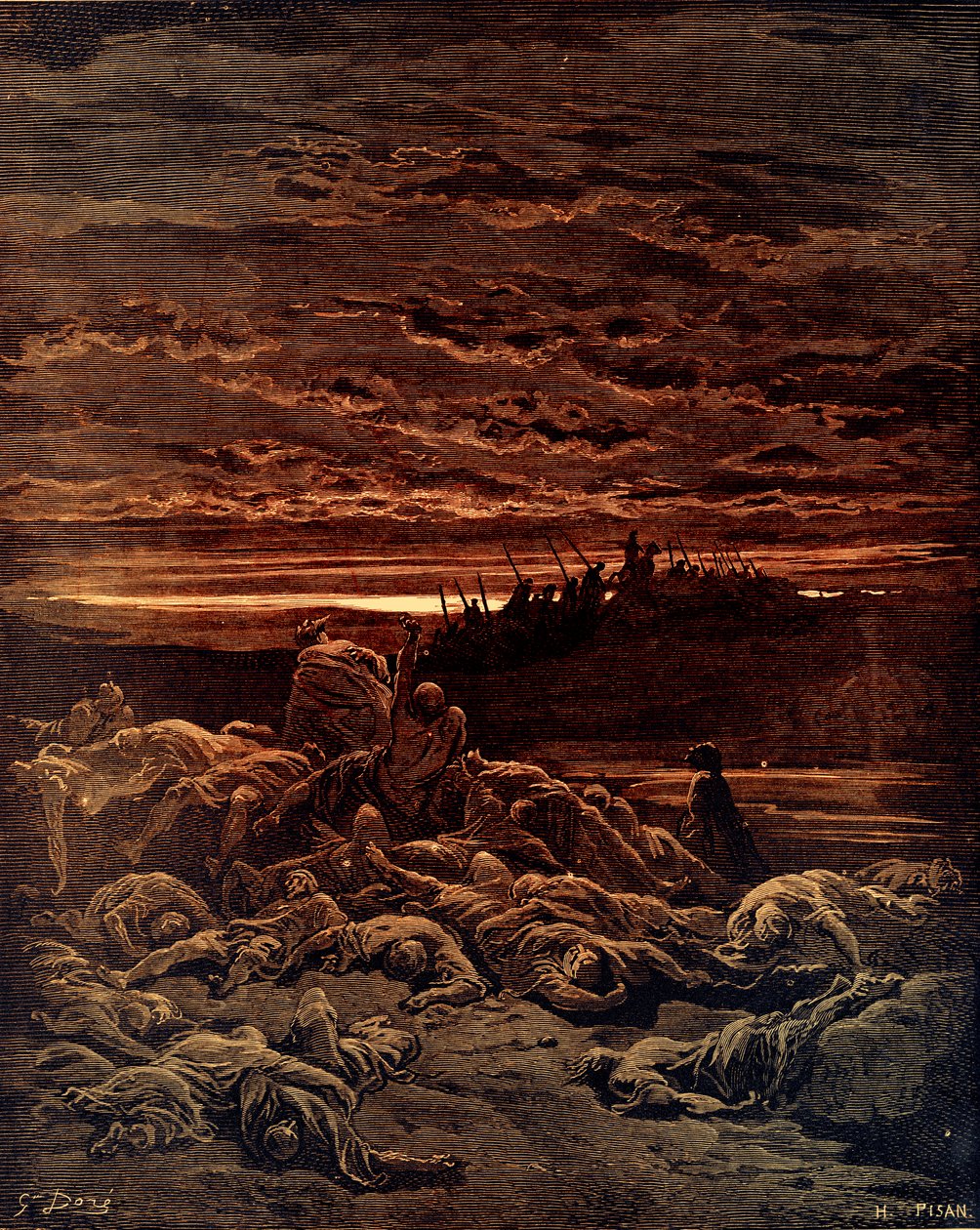 Death of the Sons of Jerubbaal av Doré - Bibelen av Gustave Dore