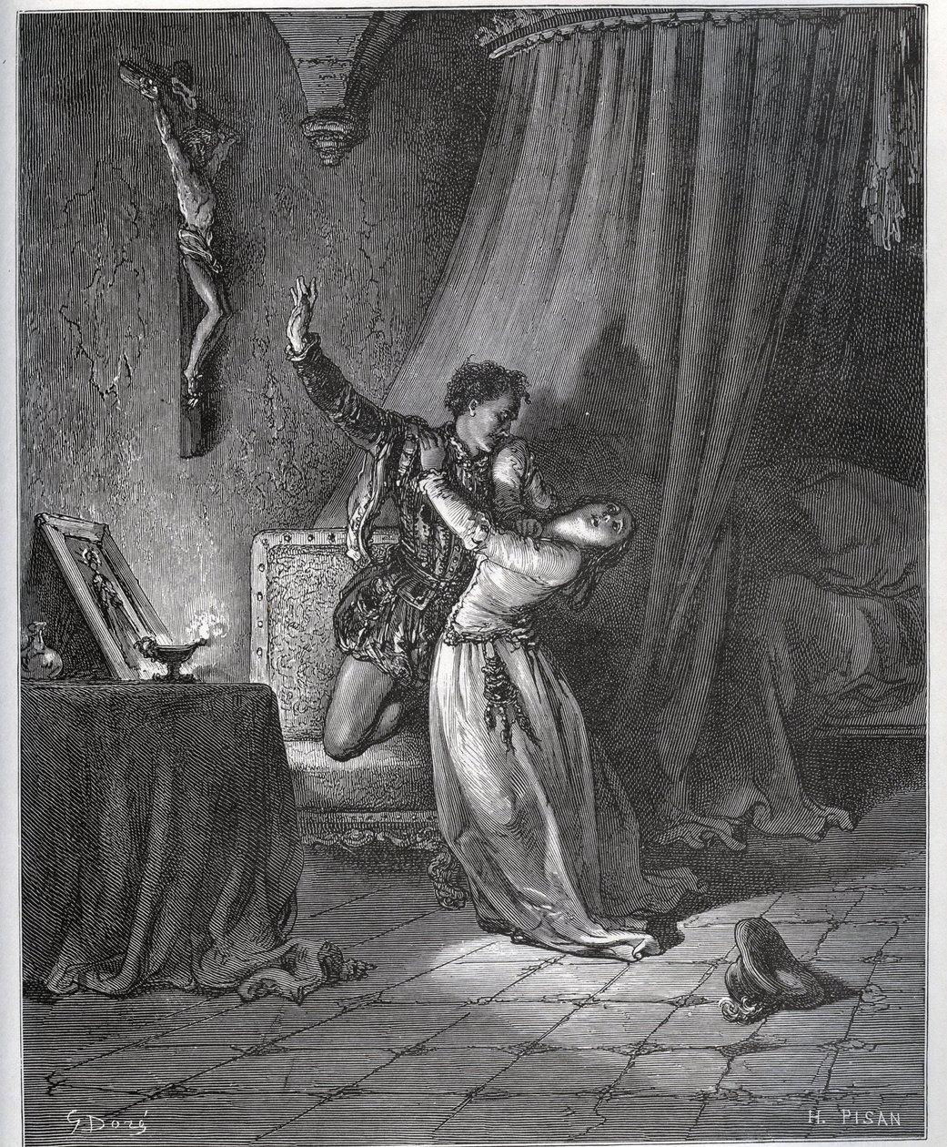 Don Fernand erklærer sin flamme til Dorothee - fra "Don Quixote de la Mancha" av Miguel Cervantes av Gustave Dore