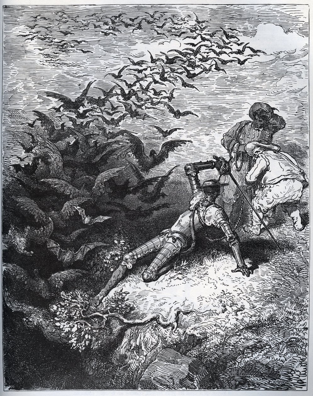 Don Quixote a la cave de Montesinos - An infinite number of crows and rooks fly out of Montesinos