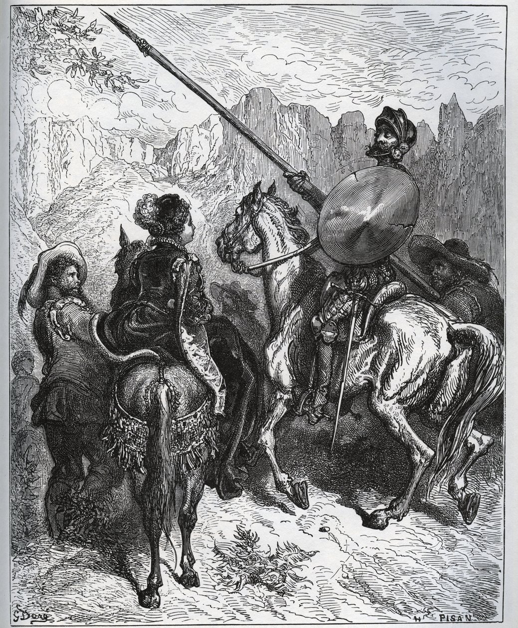 Don Quixote godtar oppdraget foreslått av Dorothe-Princess of Micomicon - fra "Don Quixote de la Mancha" av Miguel Cervantes av Gustave Dore