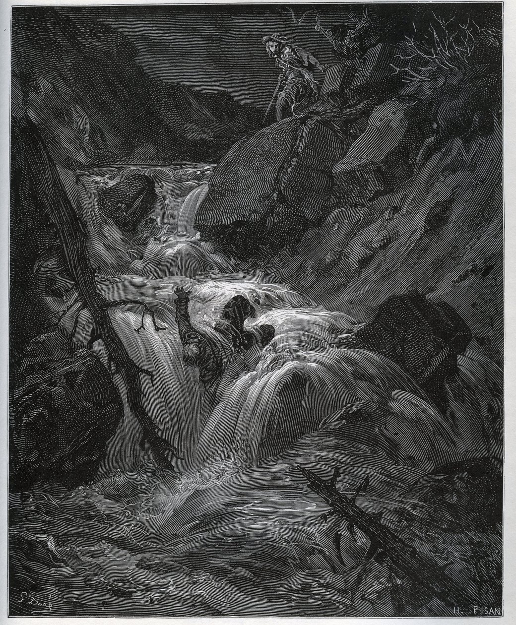 Dorothee, deguisee som en ung bonde, slipper løs sin lystne betjent - fra "" Don Quixote de la Mancha"" av Miguel Cervantes av Gustave Dore