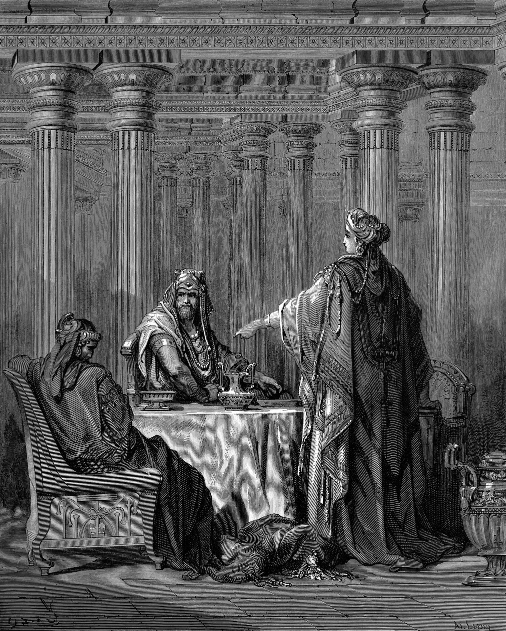 Ester ca 450 f.Kr. før ektemannen kong Ahasverus Xerxes I av Persia, 1866 av Gustave Dore