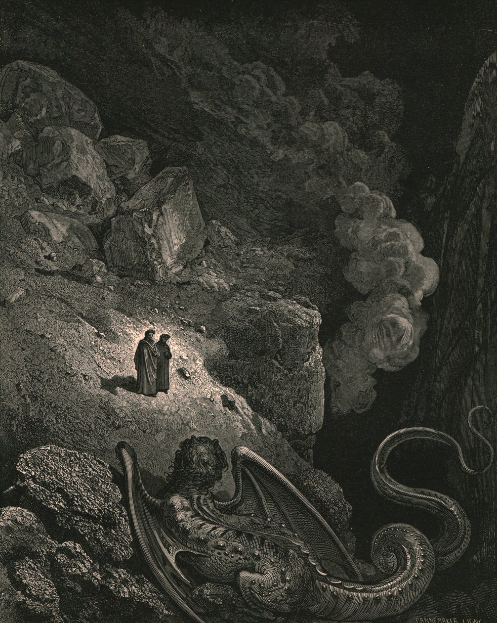 Umiddelbart dukket det bildet for svindel opp, ca. 1890. av Gustave Dore