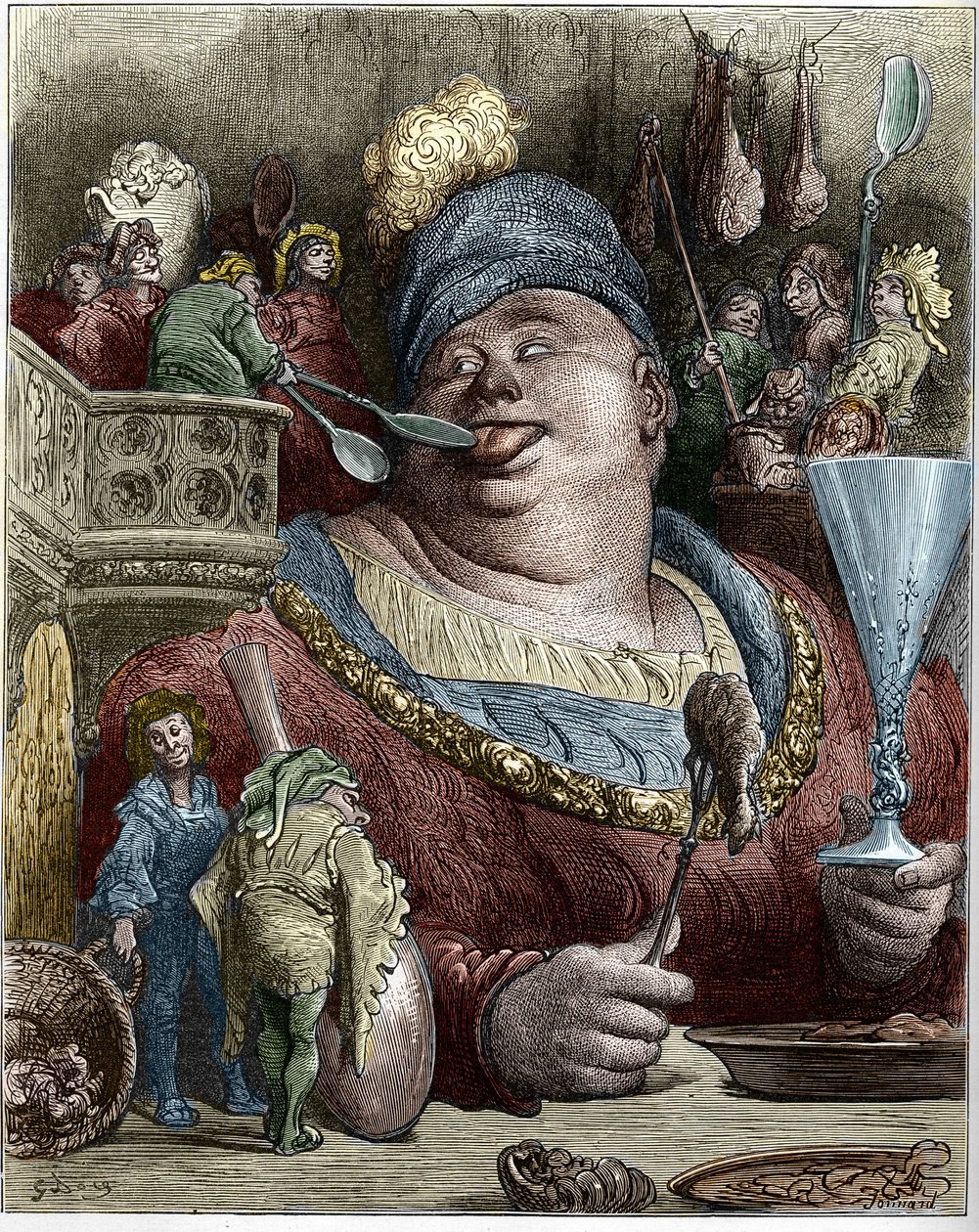Gargantua karakter av romanene av Francois Rabelais (1494-1553), fransk forfatter. Illustrasjon av Gustave Dore (1832-1883). av Gustave Dore