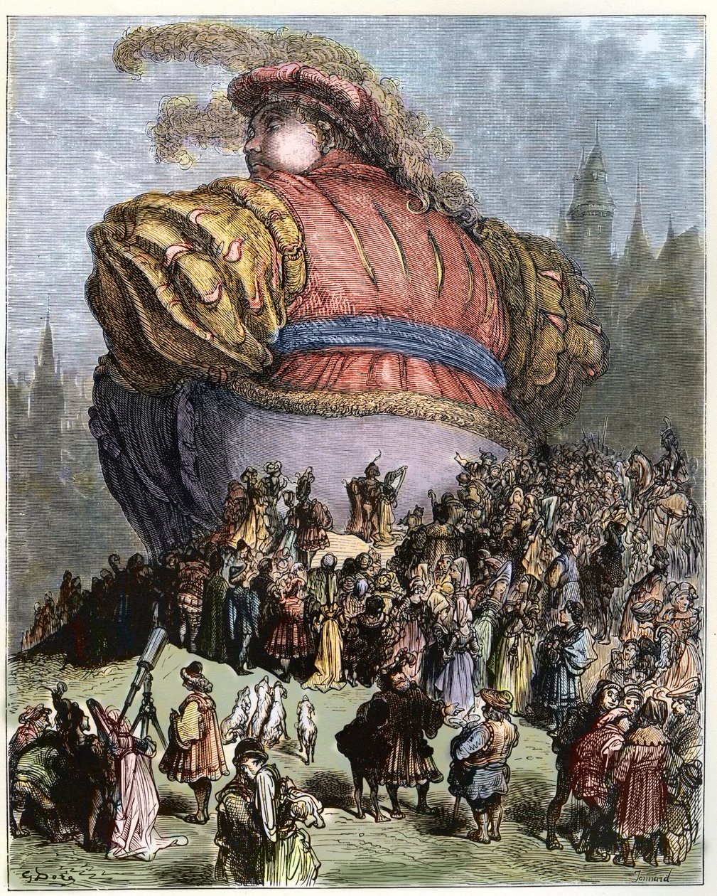 Gargantua visit Paris - The people of Paris marvel at Gargantua - illustration from 