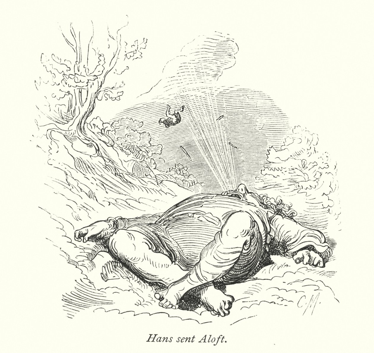 Hans Sent Aloft (gravering) av Gustave Dore
