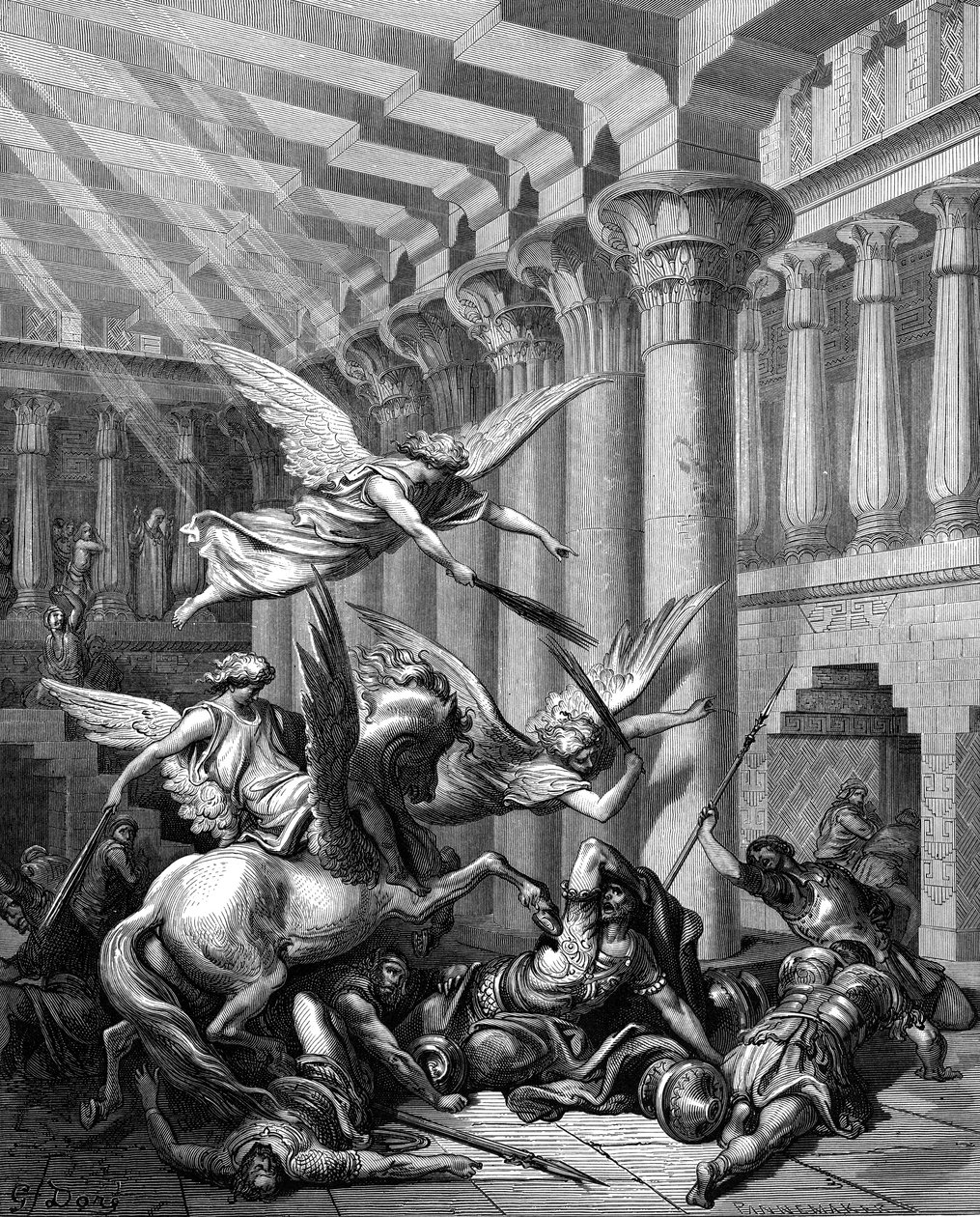 Heliodorus forsøkte å ta skatter fra tempelet i Jerusalem, 1865-1866 av Gustave Dore