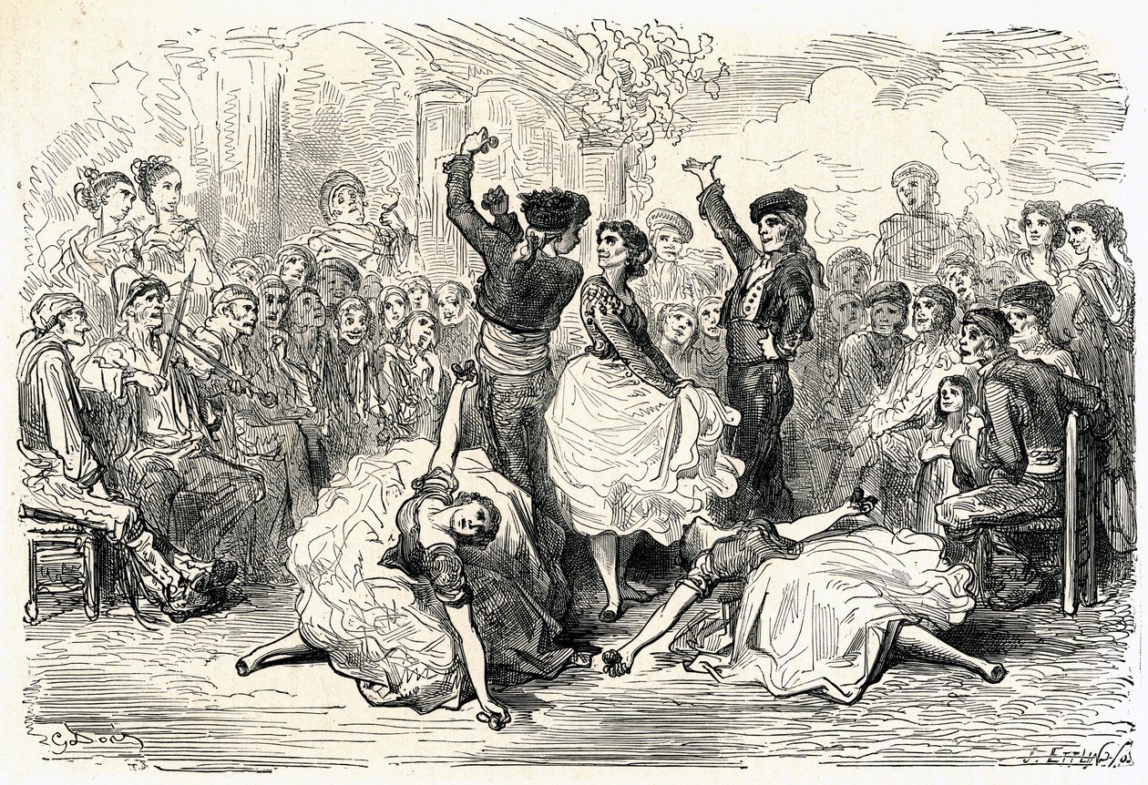 Illustrasjon til «Voyage en Espagne» skrevet av Charles Davillier, utgitt i 1866 (gravering) av Gustave Dore