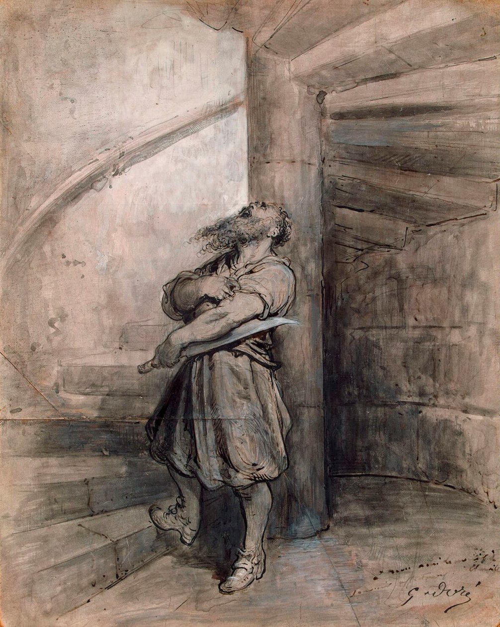 Illustrasjon for eventyret Bluebeard av Charles Perrault, før 1862. av Gustave Dore