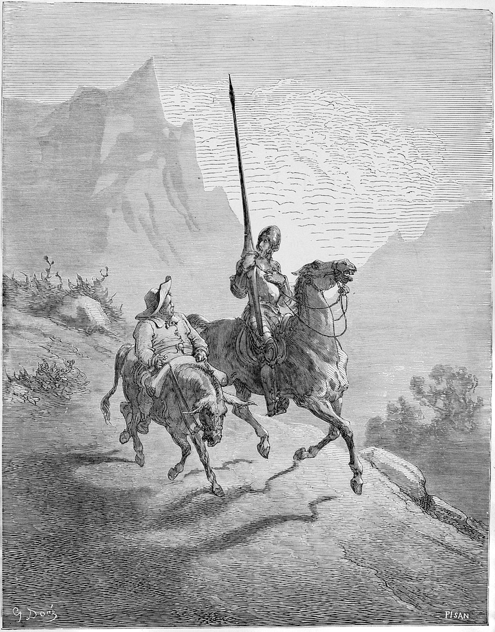 Illustrasjon til boken Don Quixote de la Mancha av M. de Cervantes, 1863. av Gustave Dore