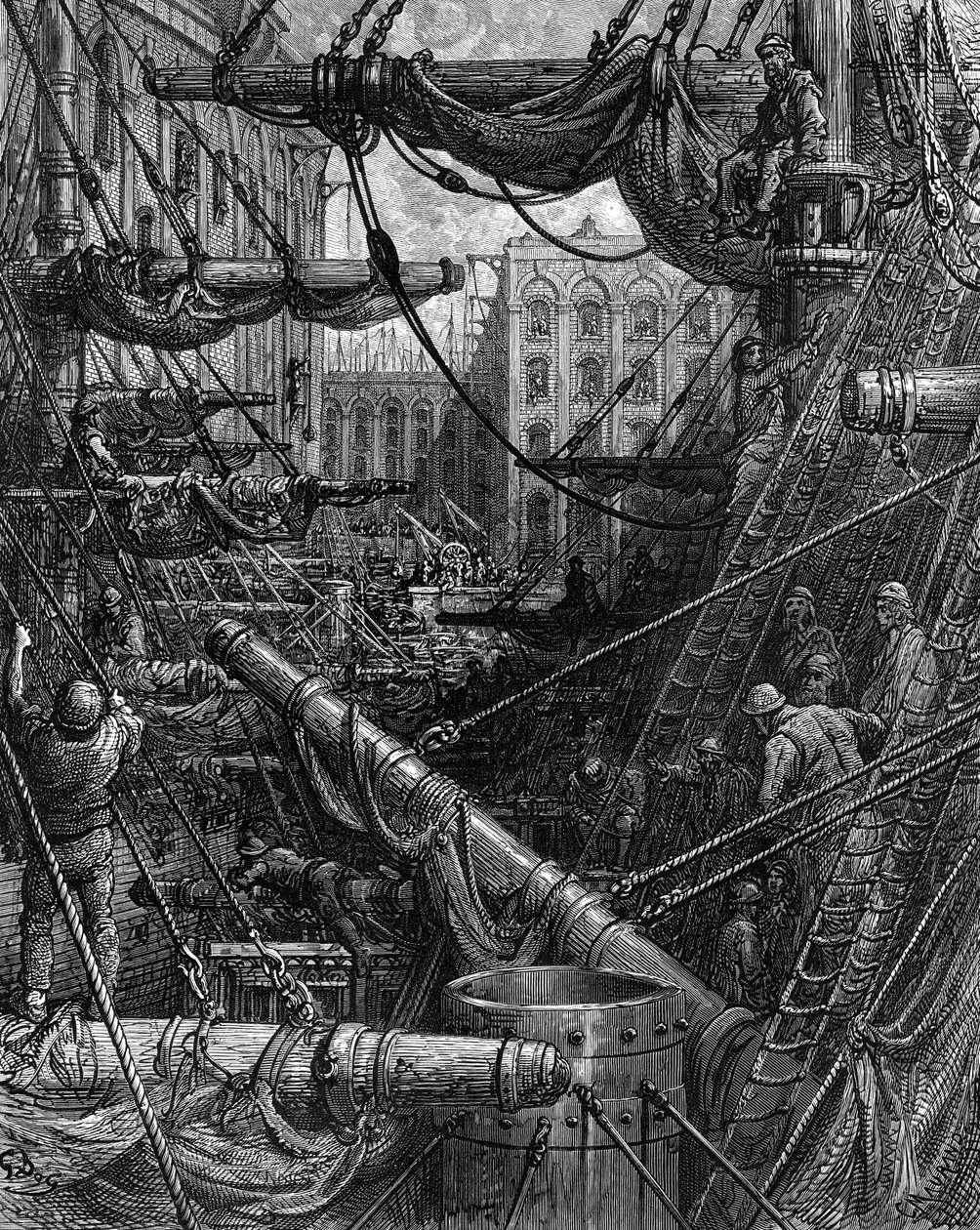 Inside the Docks av Gustave Doré av Gustave Dore