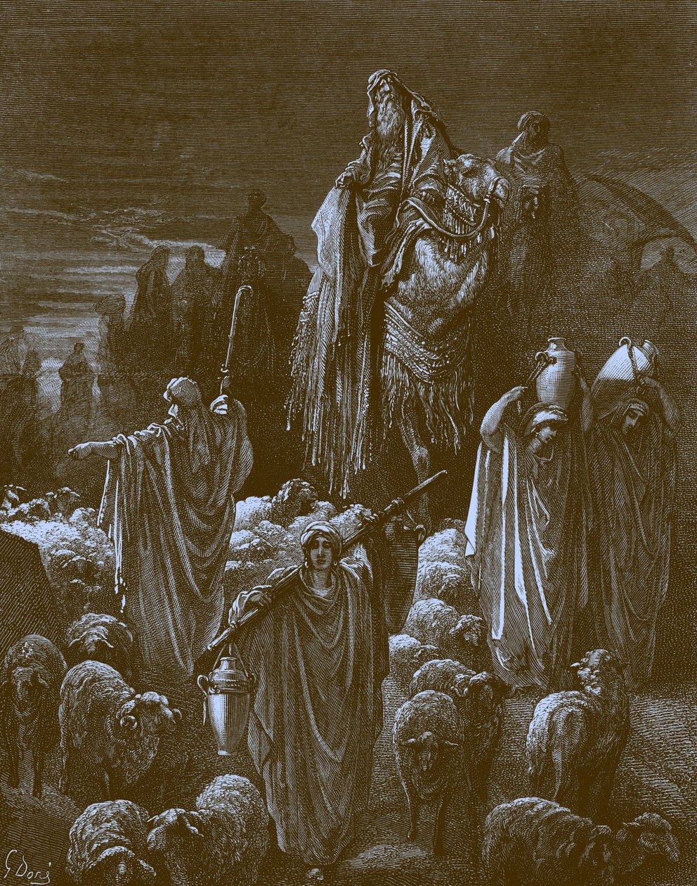 Jakob på reise til Egypt, av Doré - Bibelen av Gustave Dore