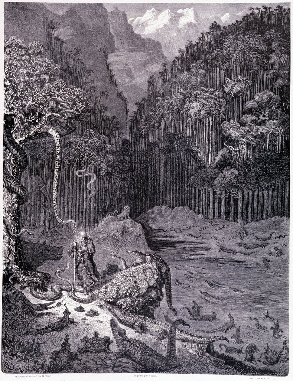 Jeg så i Amerika... planke XI - Illustrasjon av Gustave Dore (1832-1883), for La legende du Jeif wandering av Pierre Dupont, utgave Librairie du Magasin Picturesque, Paris 1862 av Gustave Dore