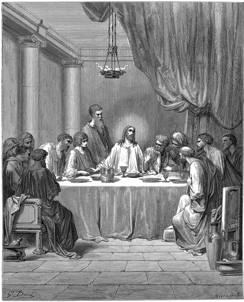 Jesus og hans disipler ved det siste måltid, 1866 av Gustave Dore