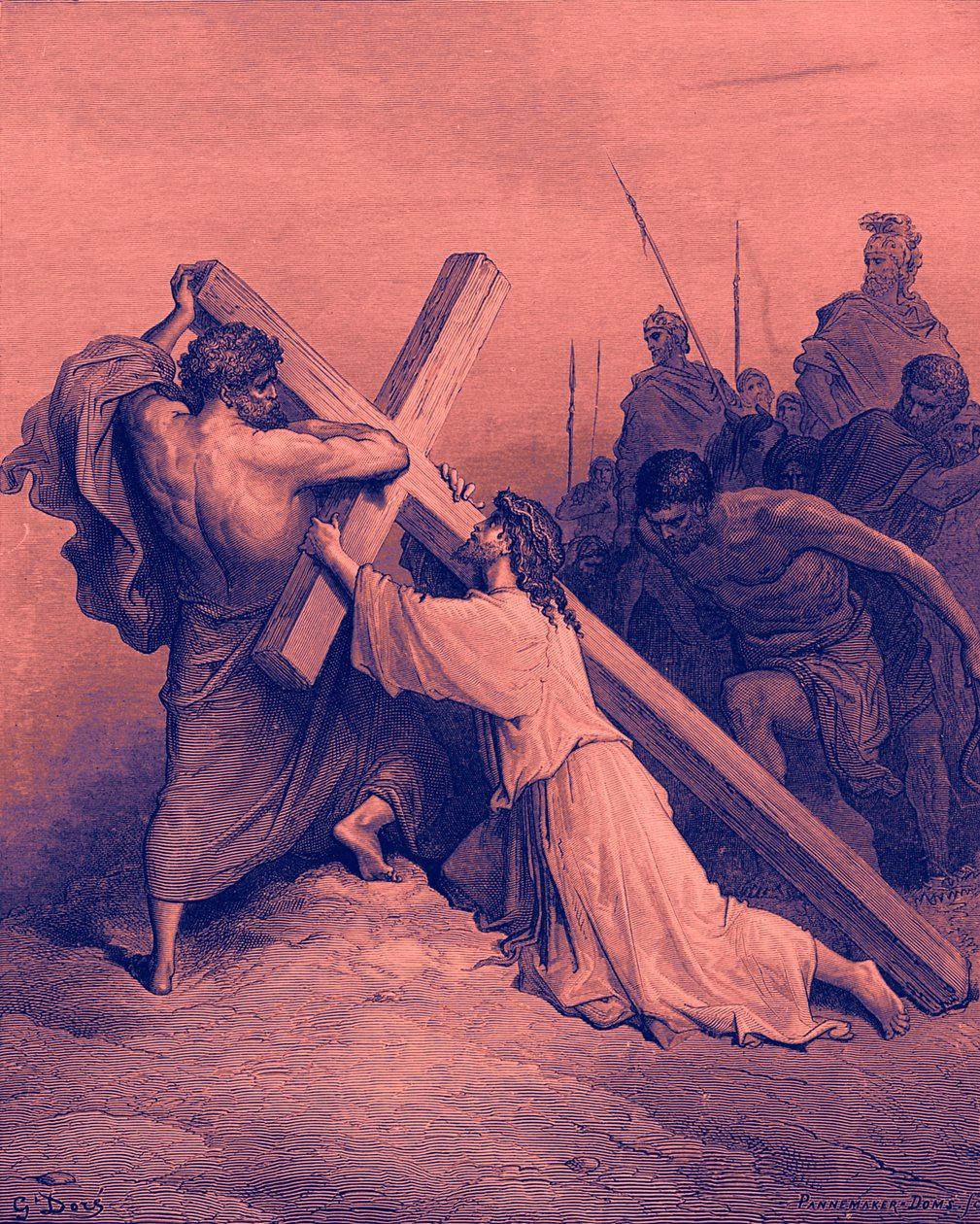 Jesus faller under korset - Bibelen av Gustave Dore