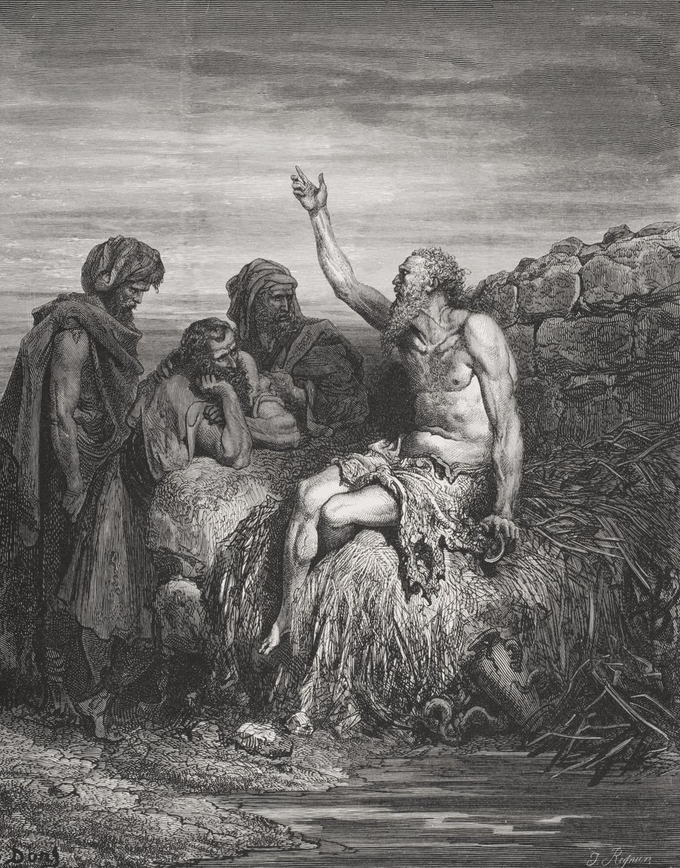 Job og hans venner, Job 6:1-4, illustrasjon fra Dores 