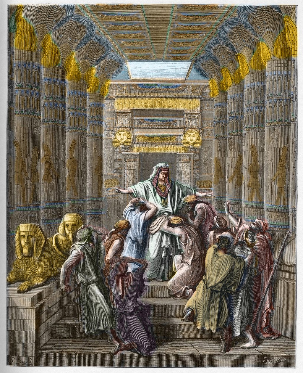 Joseph Patriarch of Israel - Joseph anerkjent av sine brødre - Joseph anerkjent av sine brødre - gravering i "The Bible illustree" av Gustave Dore (1832-1883) - Gravering fra "" The Dore Bible"" av Gustave Dore