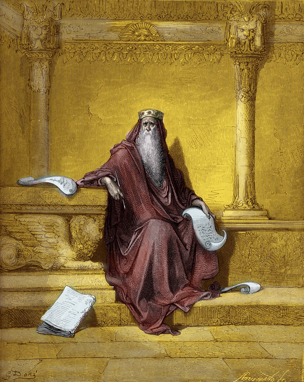 King Solomon engraving by Gustave Doré. - Bible av Gustave Dore