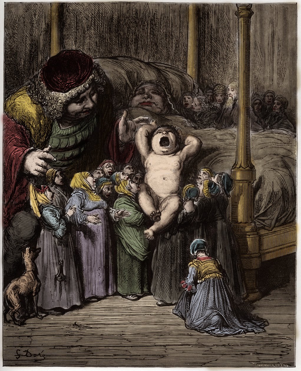La Naissance de Gargantua - Gargantuas fødsel - illustrasjon fra 