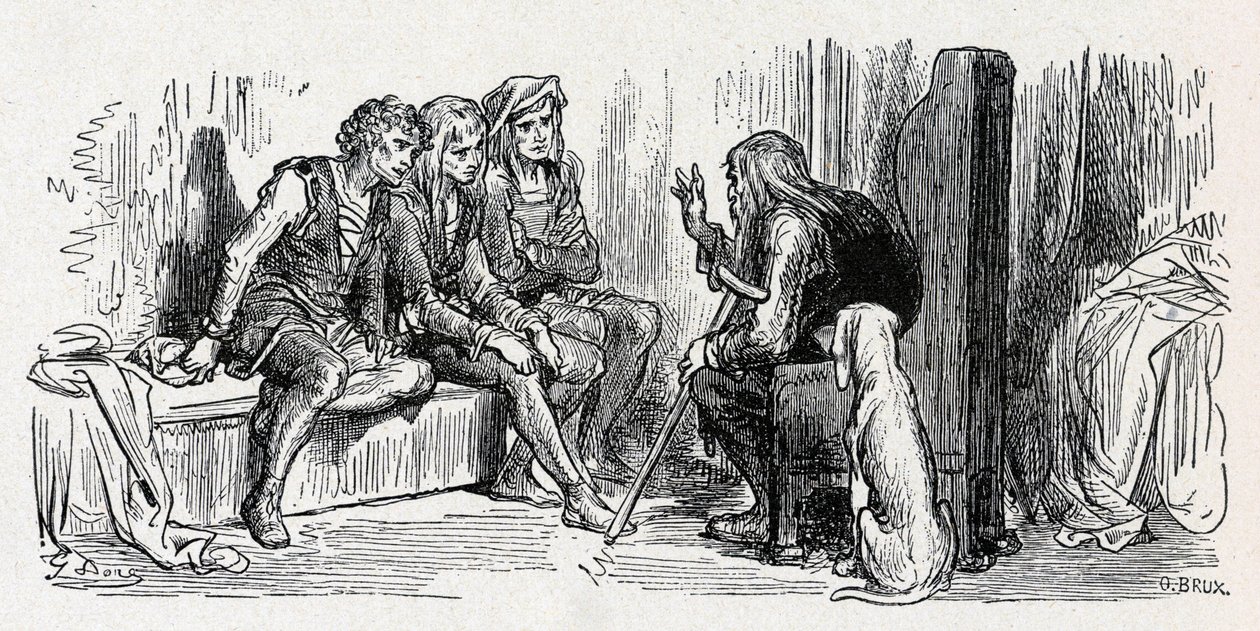 Plogmannen og barna hans (gravering fra 1861–1868) av Gustave Dore