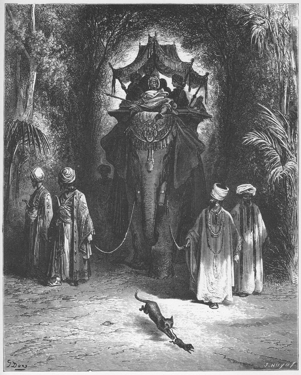 Le rat et L"elephant - ROTTEN OG ELEFANTEN - fra "Fables" av Jean de La Fontaine av Gustave Dore