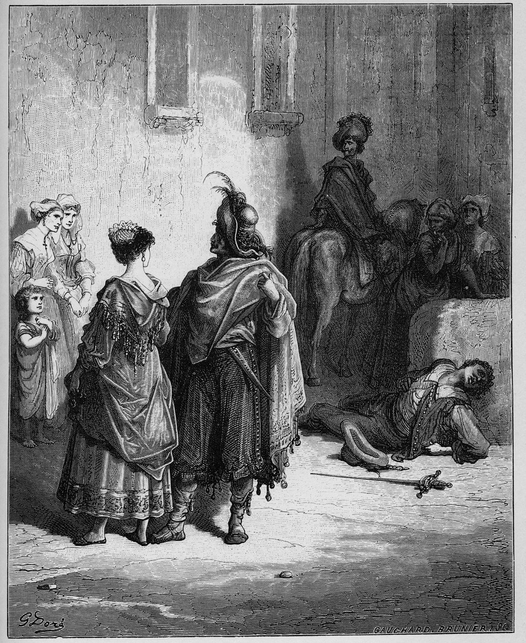 The Two Roosters - The Two Roosters - fra "Fables" av Jean de La Fontaine av Gustave Dore
