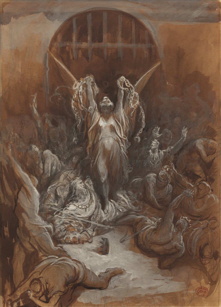 Liberty, c. 1865-1875 (brun vask og grå og hvit gouache med grafitt) av Gustave Dore