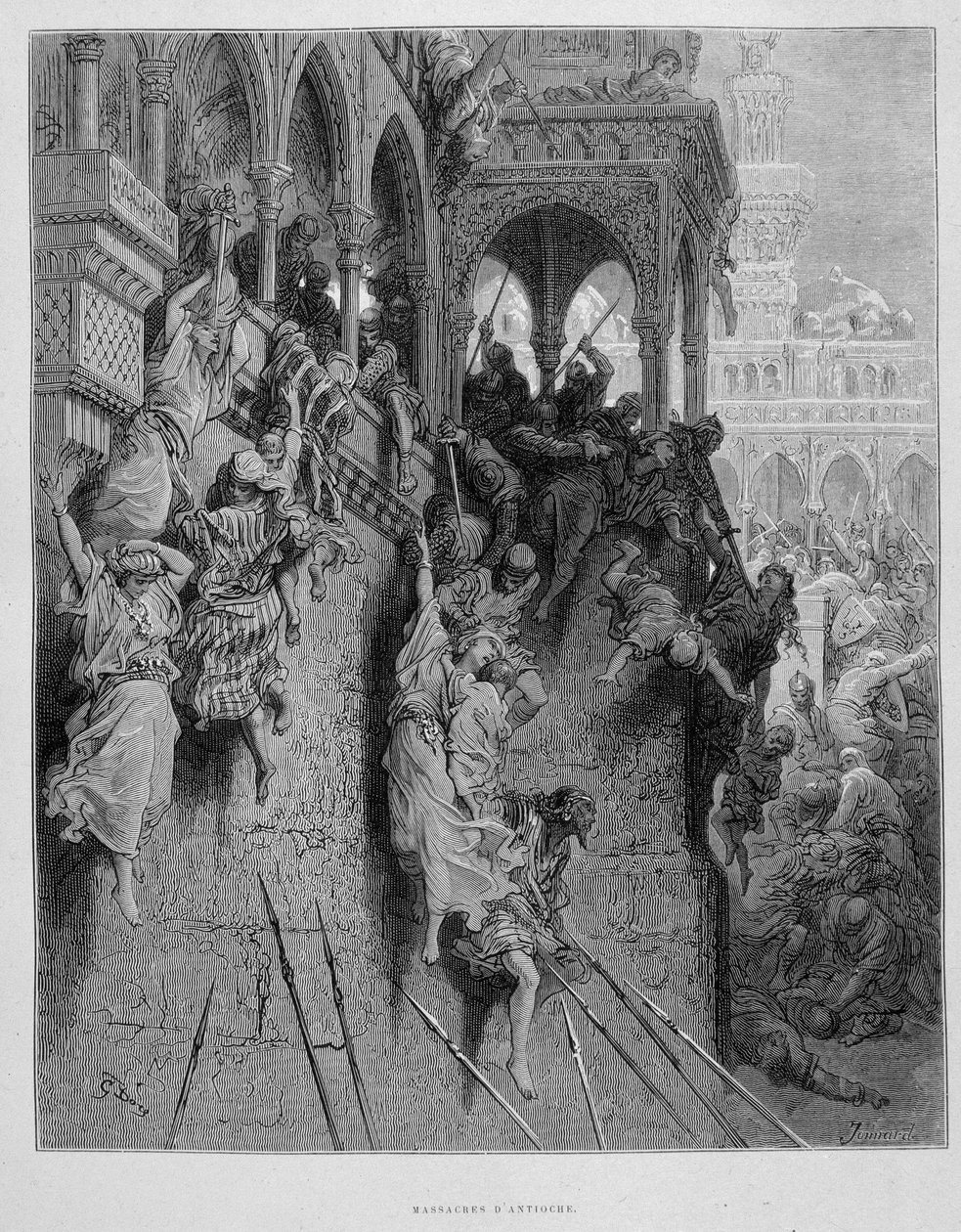 Massakrer i Antiokia under det første korstoget - gravering av Gustave Doré av Gustave Dore