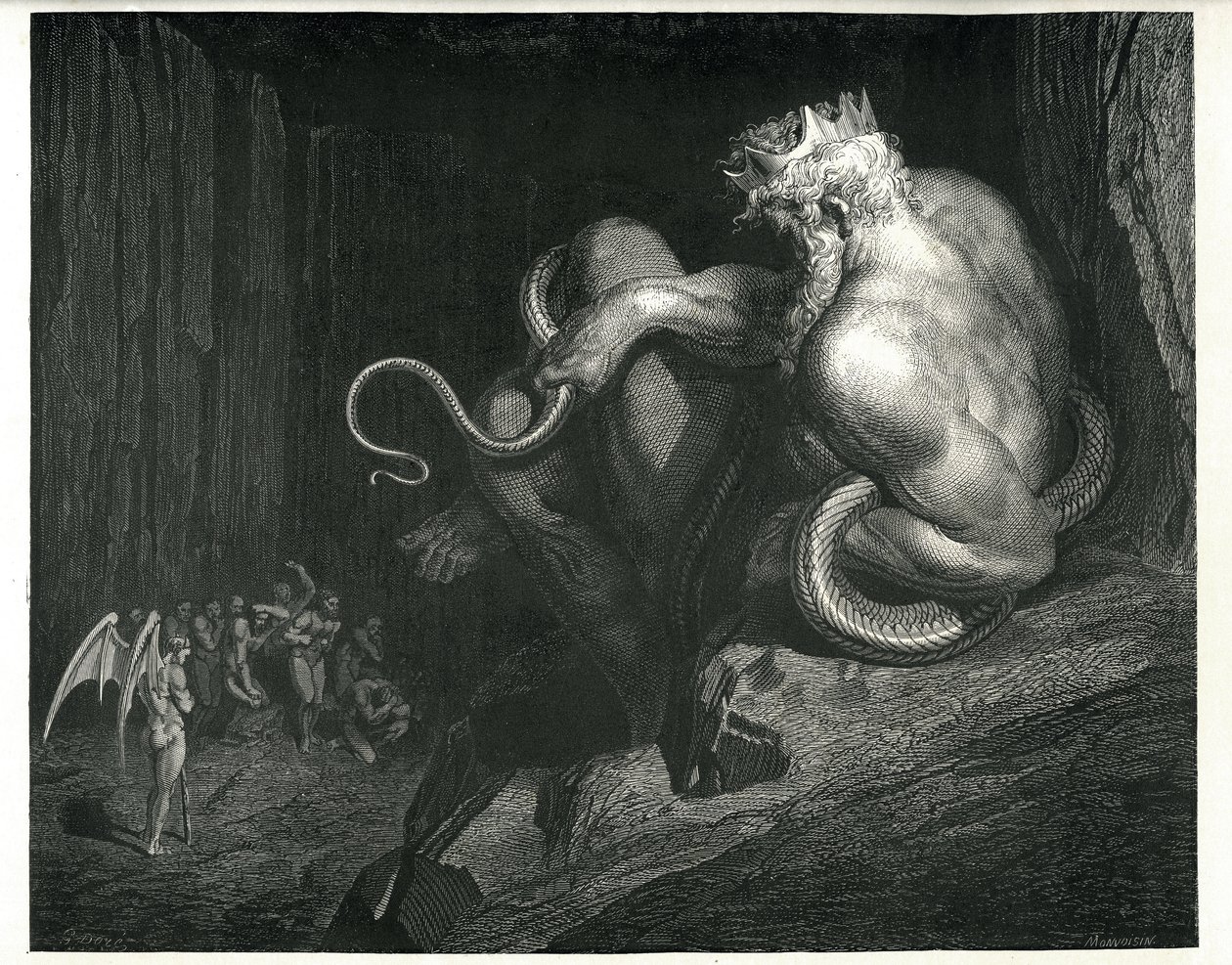 Minos: fra The Enfer av Dante Alighieri av Gustave Dore