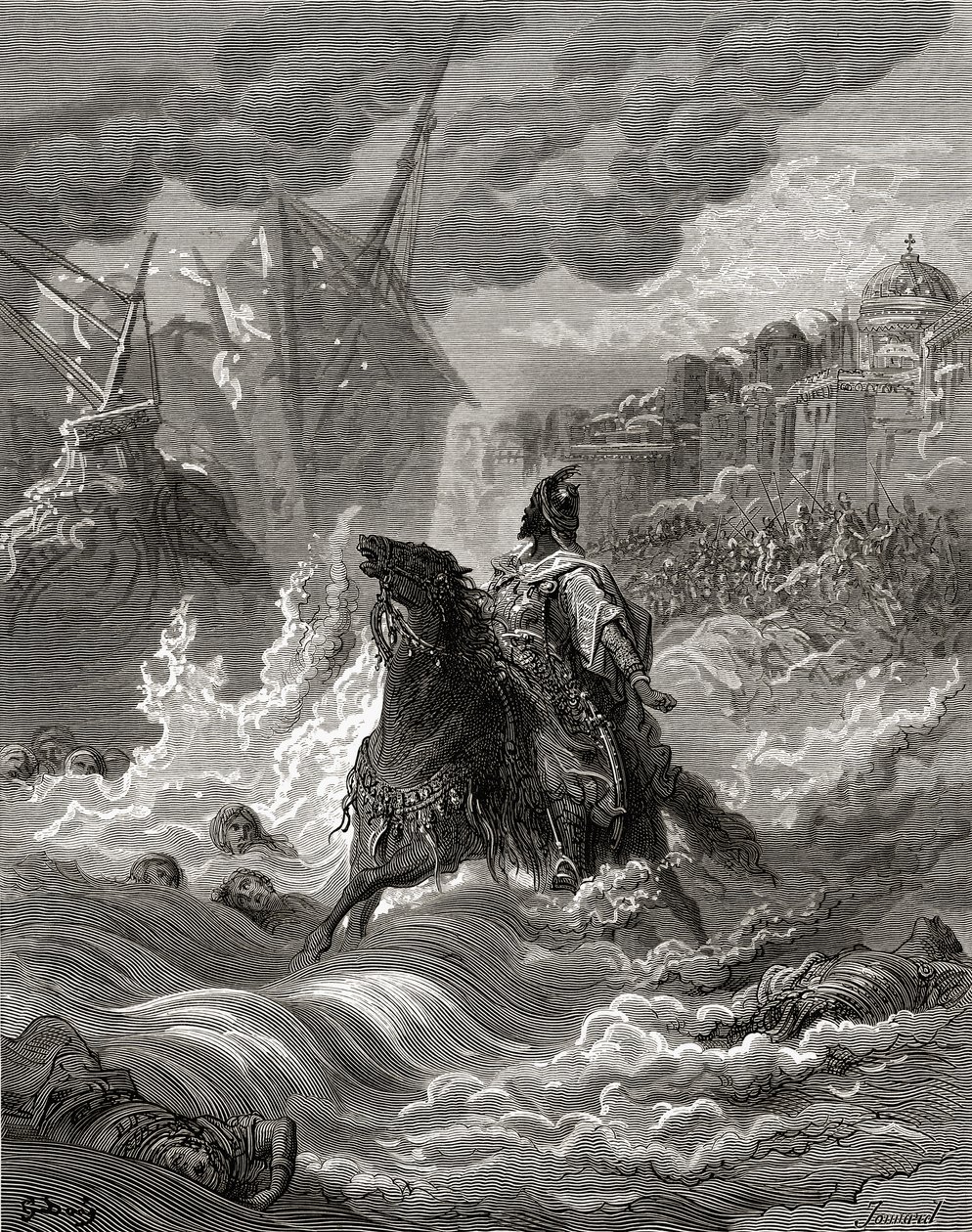 Mohammed II (1432-81) før Konstantinopel i 1453, illustrasjon fra 