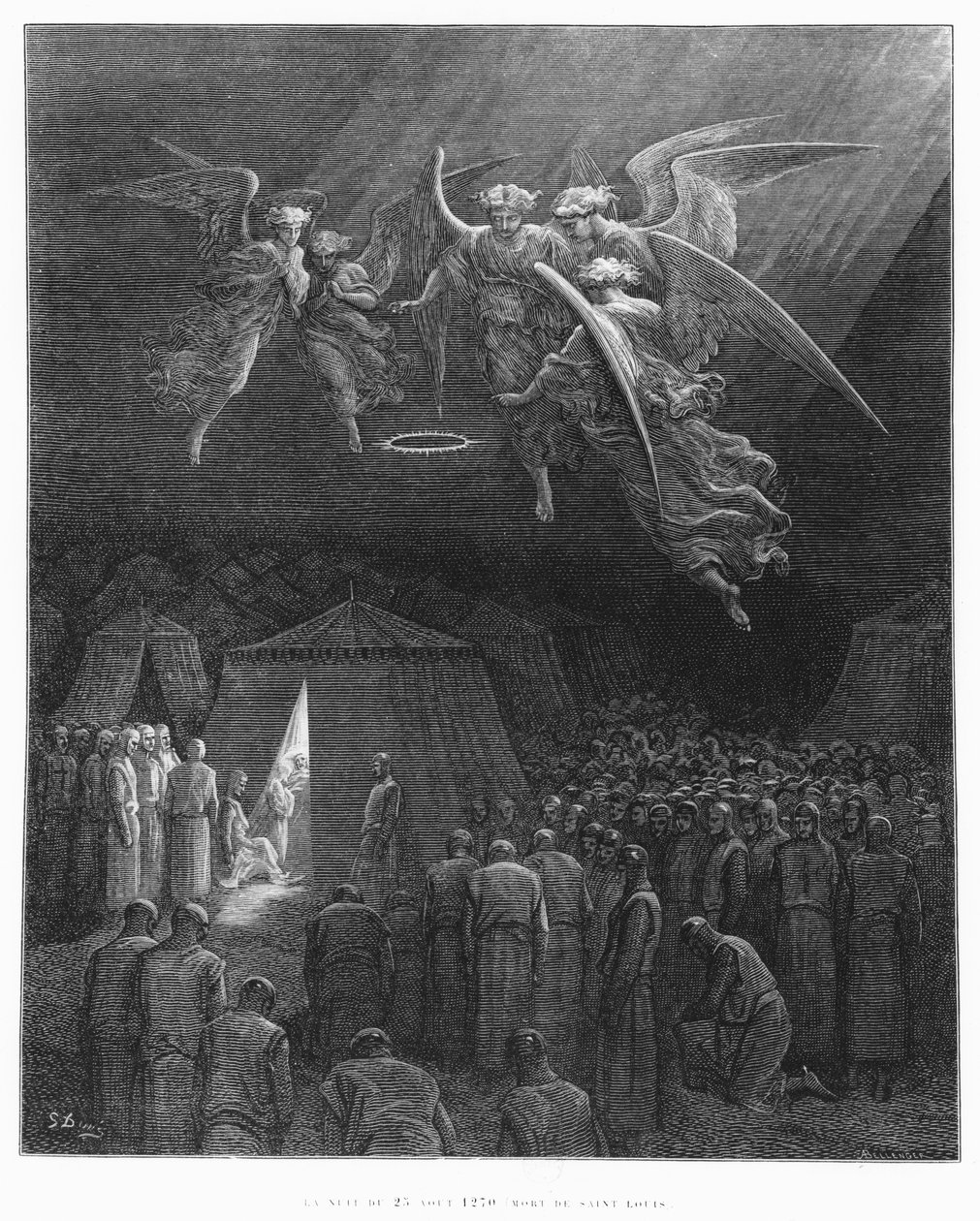 Natt til 25. august 1270, St. Louis død (1214-70), illustrasjon fra 